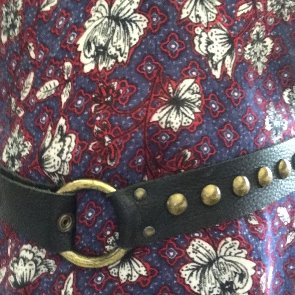 Black leather studded belt